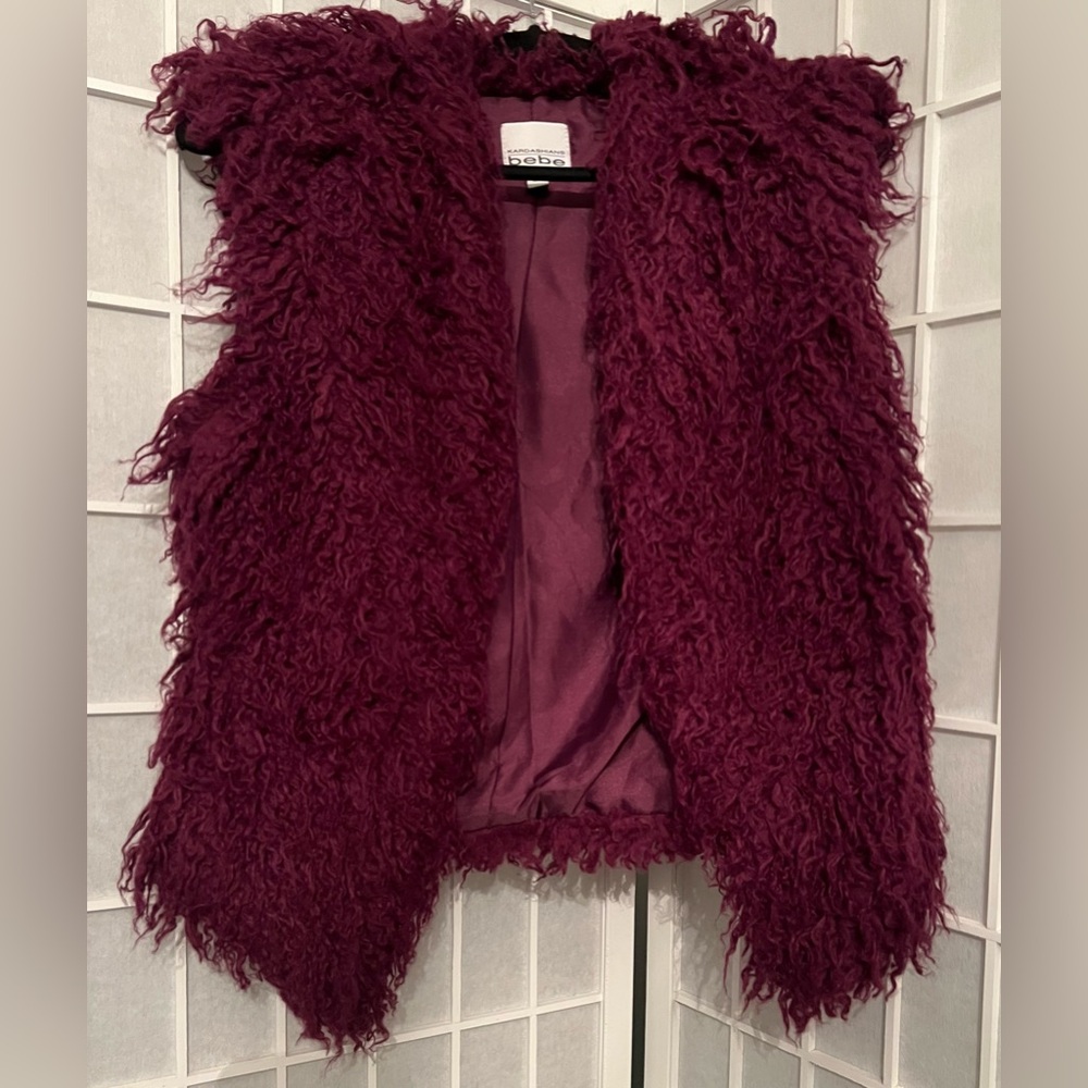 BEBE KARDASHIANS Plush Purple Eggplant Vest NWT